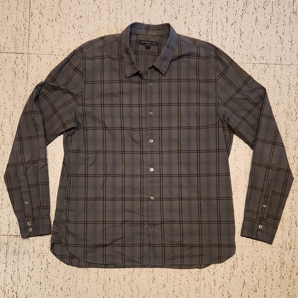 John Varvatos U.s.a Plaid Button Down Long Sleeve Casual Dress Shirt